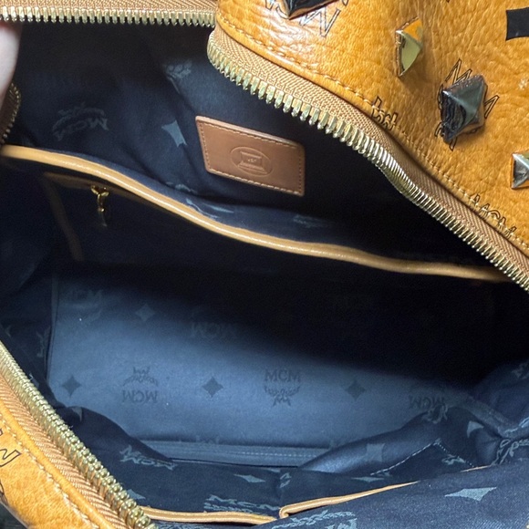MCM Cognac Backpack with Gold and Black Studs - Picture 6 of 10